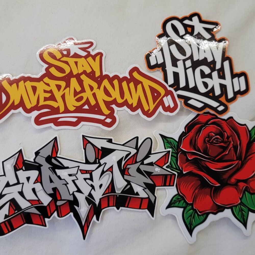 Lot of Graffiti Tattoo Style Rose Quality Stickers 5" Sticker Pack New